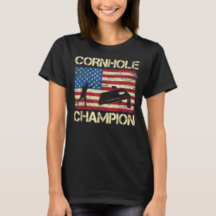 Cornhole Champion American Flag USA July 4th Cornh T-Shirt