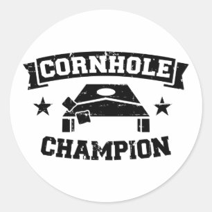 Cornhole champion classic round sticker