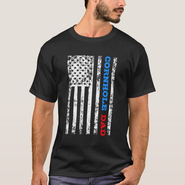 Cornhole Dad Bean Bag Corn Hole Toss Gift T-Shirt (Front)