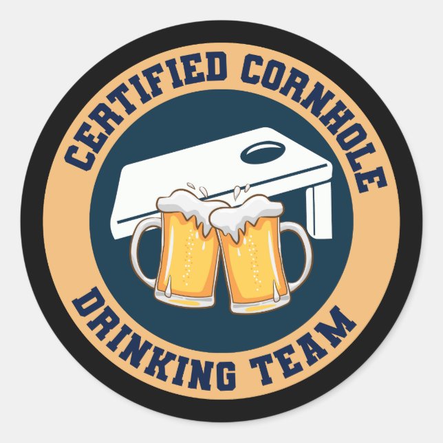 Cornhole Game Boards Bags Funny Classic Round Sticker (Front)