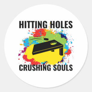 Cornhole Game Boards Bags Funny Classic Round Sticker