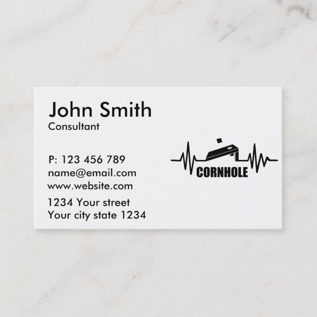 Cornhole heartbeat business card (Front)