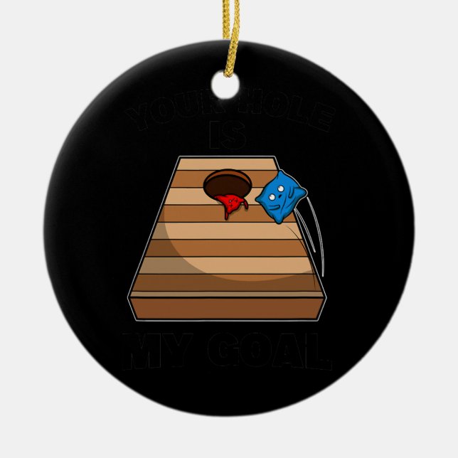 Cornhole Hole Goal Bean Bag Game Team  Ceramic Ornament (Front)