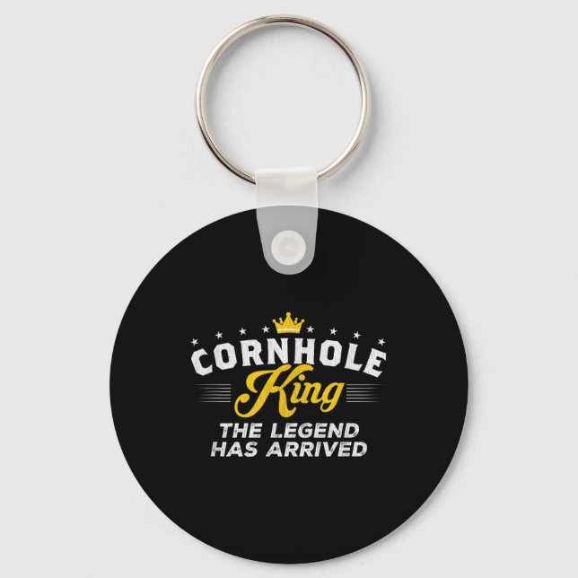 Cornhole King The Legend Has Arrived Cornhole Gift Key Ring (Front)