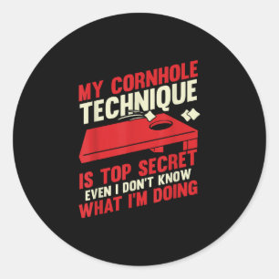 Cornhole Player Funny Cornhole Toss Game Classic Round Sticker