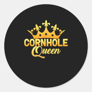 Cornhole Queen Bean Bag Player Bags Shucking Classic Round Sticker