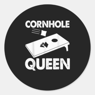 Cornhole Queen Funny Cornhole Design Cornhole Classic Round Sticker
