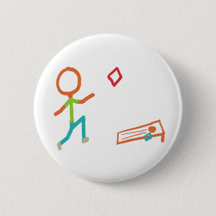 Cornhole Stickman 6 Cm Round Badge