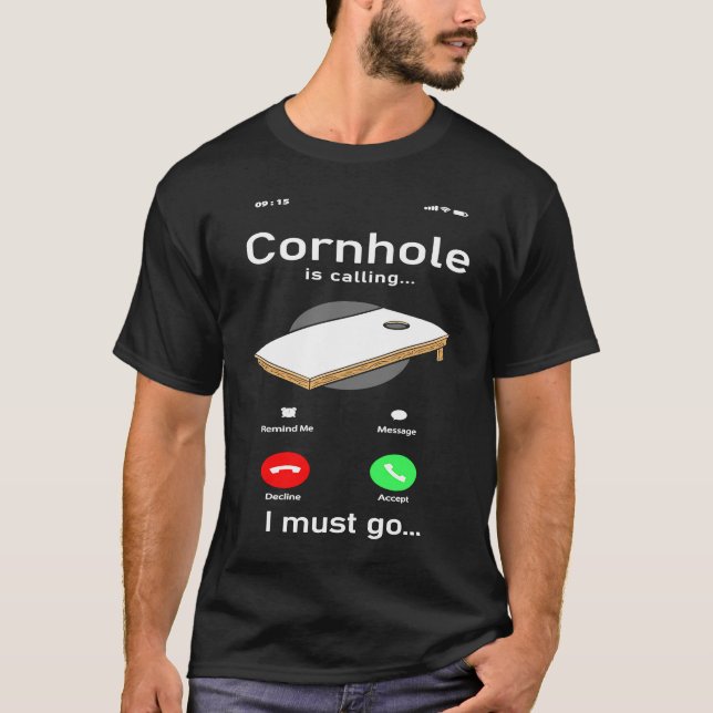 Cornhole Team Bean Bag Player Champ Phone Display  T-Shirt (Front)