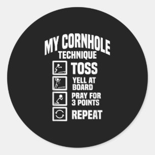 Cornhole Technique Throwing Technique Cornhole Classic Round Sticker
