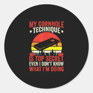 Cornhole Toss Game Funny Cornhole Player Classic Round Sticker