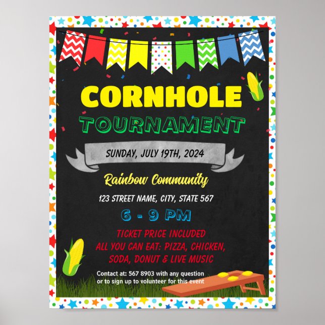 Cornhole Tournament Fundraiser template Poster (Front)