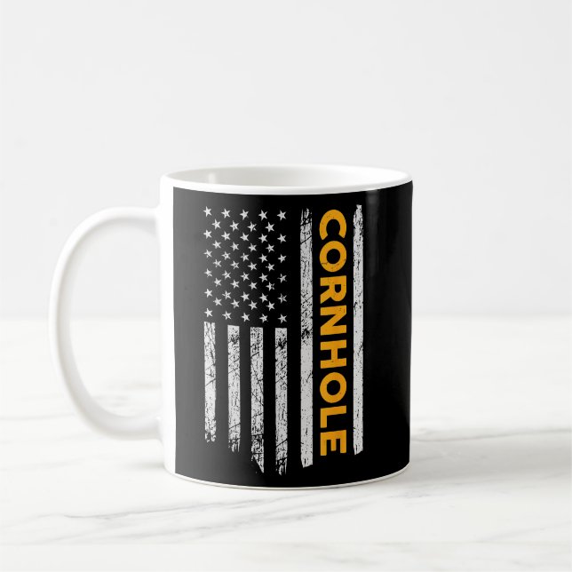 Cornhole US Flag Cornhole Game Lovers Gift Coffee Mug (Left)