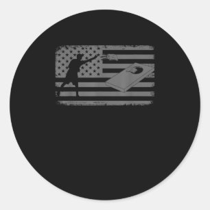 Cornhole Usa Flag Team Bean Bag Funny Cornhole Classic Round Sticker