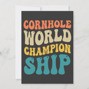 Cornhole World Championship Funny Groovy Retro Dad Invitation