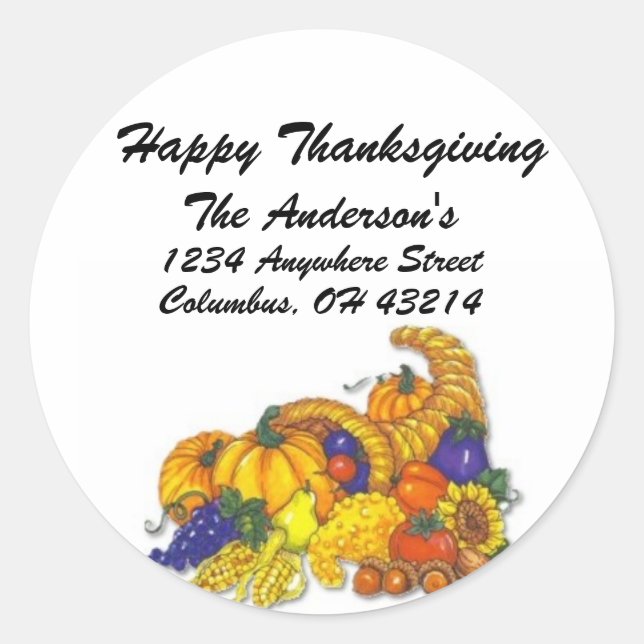 Cornicopia - Happy Thanksgiving Address Labels (Front)