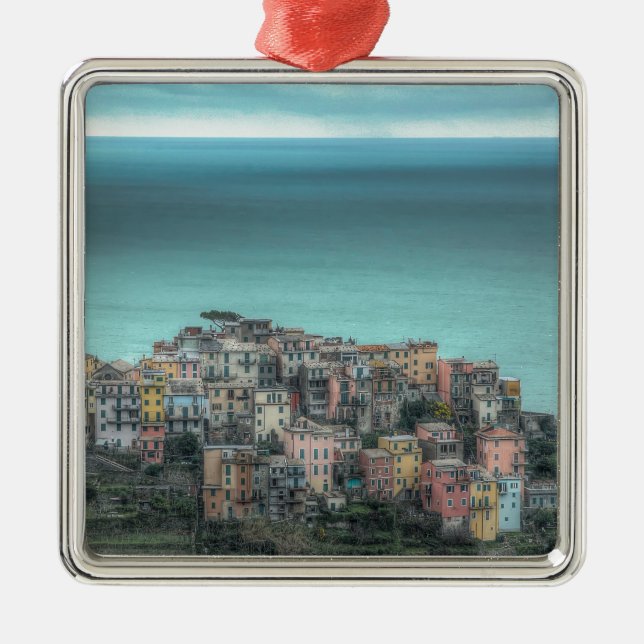 Corniglia on the cliffs, Cinque Terre Italy Metal Ornament (Front)