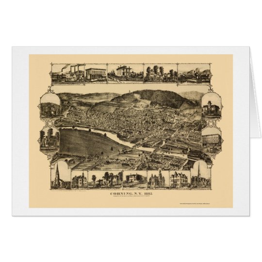 Corning, NY Panoramic Map - 1882 Card