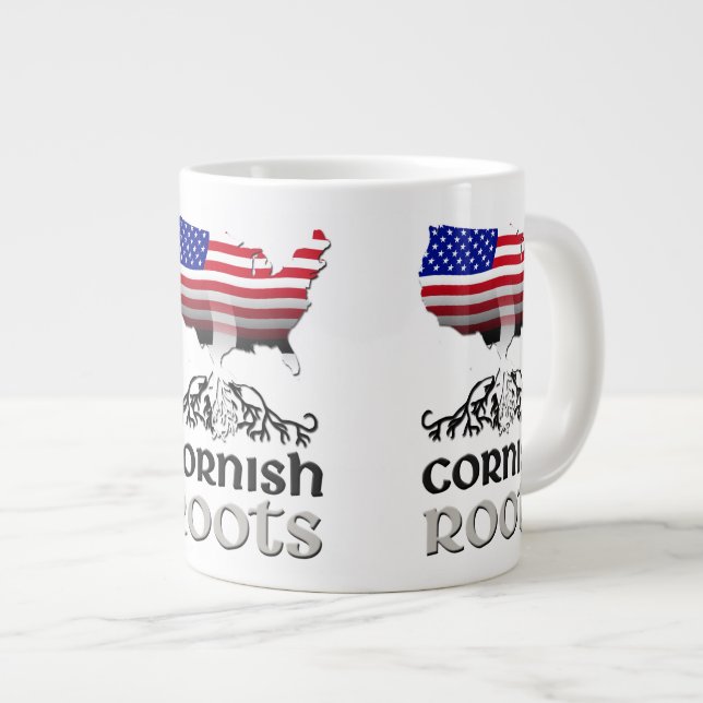 Cornish American Ancestry Roots Large Coffee Mug (Front Right)