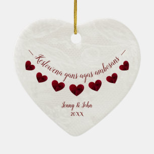 Cornish language congratulations gift engagement ceramic ornament