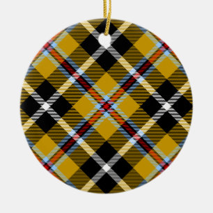 Cornish National Tartan Yellow and Black Plaid Ceramic Ornament