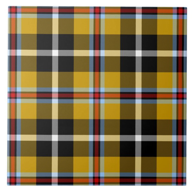 Cornish National Tartan Yellow and Black Plaid Ceramic Tile (Front)