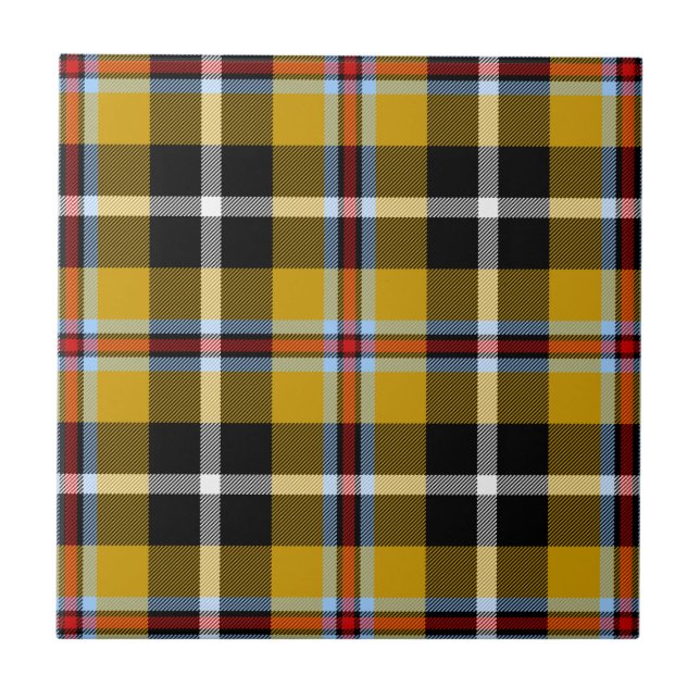 Cornish National Tartan Yellow and Black Plaid Ceramic Tile (Front)