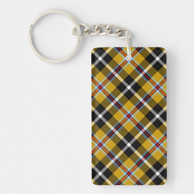 Cornish National Tartan Yellow and Black Plaid Key Ring (Front)