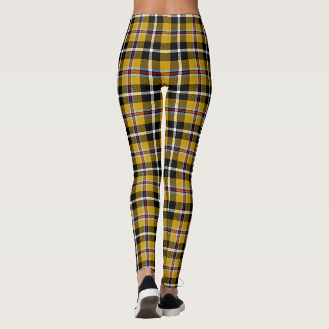 Cornish National Tartan Yellow and Black Plaid Leggings (Back)