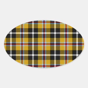 Cornish National Tartan Yellow and Black Plaid Oval Sticker