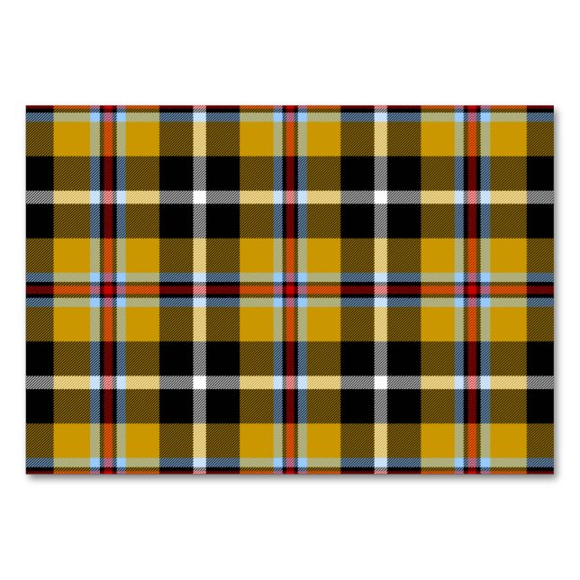 Cornish National Tartan Yellow and Black Plaid Table Number (Front)