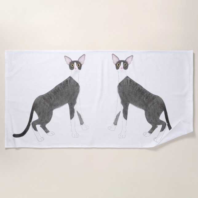 Cornish Rex Beach Towel (Front)