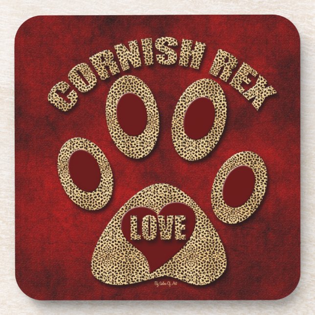 Cornish Rex Cat Breed Cheetah and Red Coaster (Front)