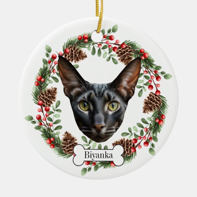 cornish rex cat ceramic ornament (Front)