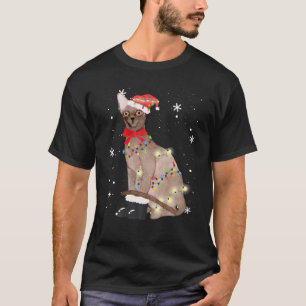Cornish Rex Cat Christmas Light Xmas Mum Dad Gifts T-Shirt