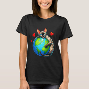 Cornish Rex Cat Earth Day Hug Love Owner Planet Lo T-Shirt