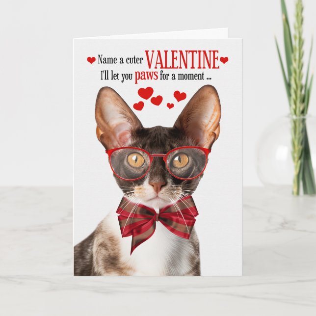Cornish Rex Cat Feline Humour Valentine's Day Holiday Card (Front)