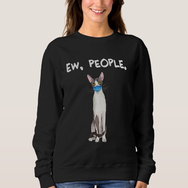 Cornish Rex Ew People  Cat Wearing Face Mask Sweatshirt (Front)