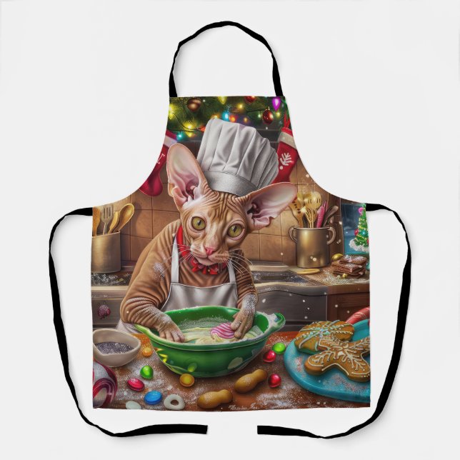 Cornish Rex Holiday Baking: Festive Christmas Apron (Front)