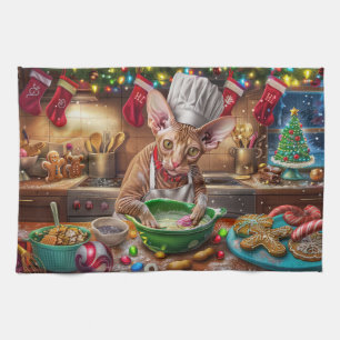 Cornish Rex Holiday Baking: Festive Christmas Tea Towel