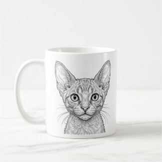 Cornish Rex Kitten Mug Coffee White Ink Black
