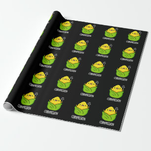 Cornpassion Funny Compassionate Corn Pun Dark BG Wrapping Paper