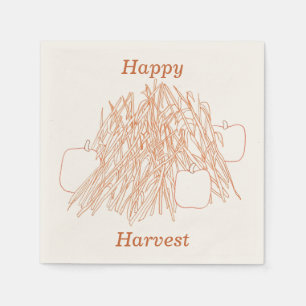 Cornstalks and pumpkins, happy harvest napkins