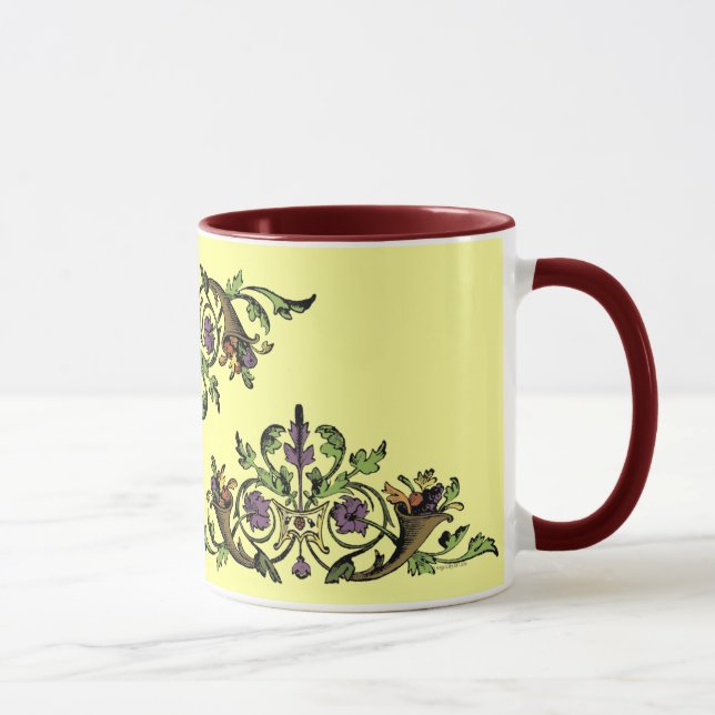 Cornucopia Antique Thanksgiving Art Coffee Mug (Right)