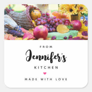 Cornucopia Autumn Harvest Chef's Table Kitchen Square Sticker