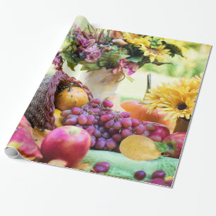 Cornucopia Autumn Harvest Chef's Table Wrapping Paper