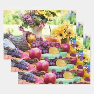 Cornucopia Autumn Harvest Chef's Table Wrapping Paper Sheet