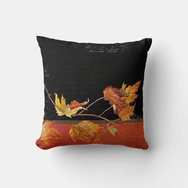 Cornucopia Autumn Harvest Leaves Pomegranate grape Cushion (Front)