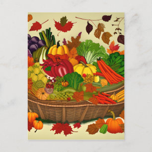 Cornucopia full of vegetables   postcard
