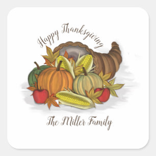 Cornucopia Harvest Square Sticker